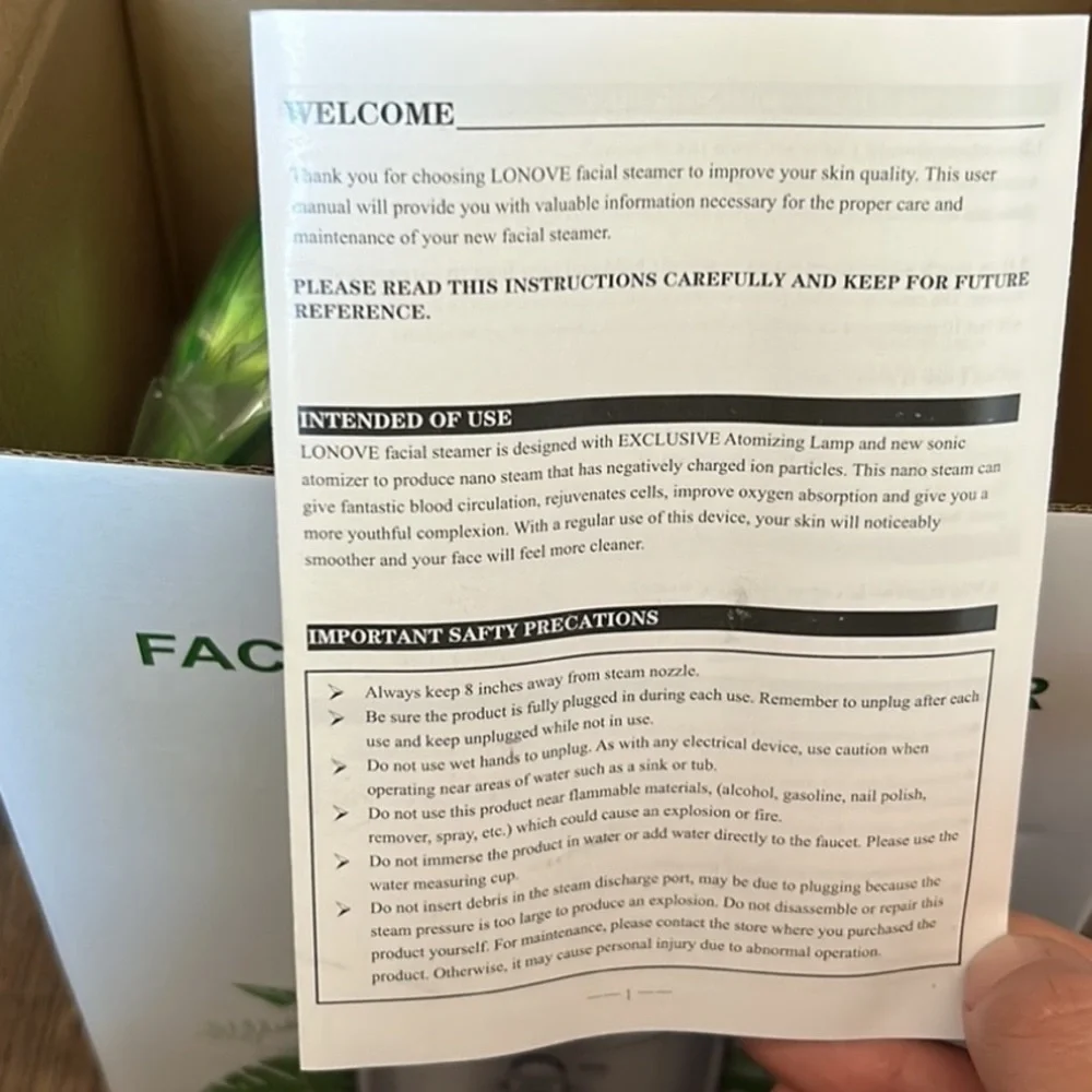 Lonove Ionic Facial Steamer - Green - Picture 6 of 6